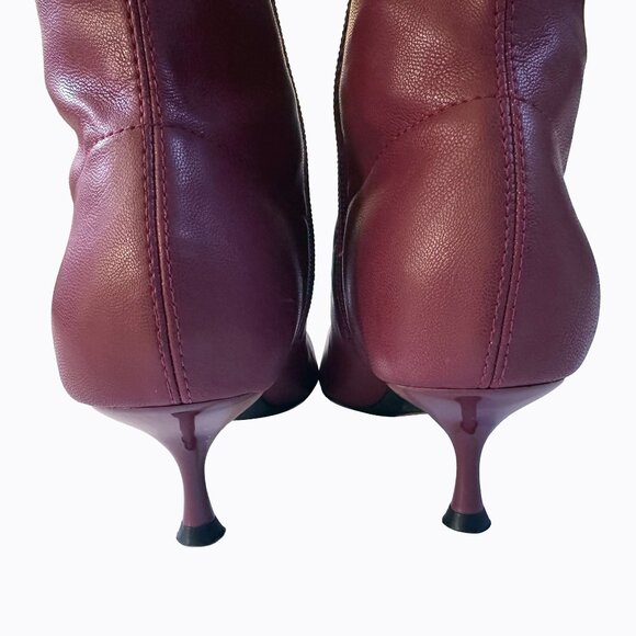 Madden Girl Burgundy Leather Ankle Boots 7 Kitten Heel Y2K 90s Vamp Dark Romance - Picture 7 of 10